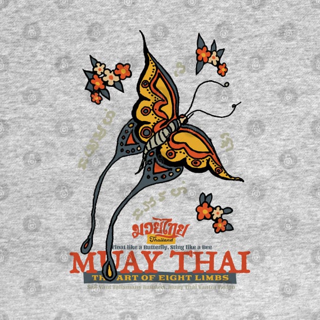Muay Thai Sak Yant Butterfly Tattoo by KewaleeTee